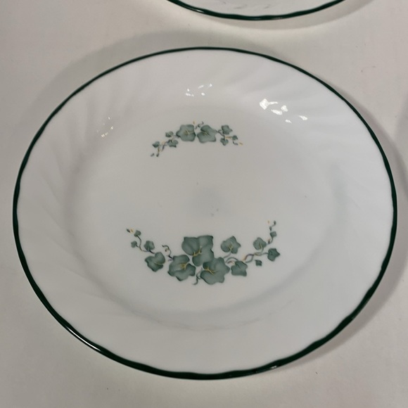 Corelle Callaway Salad Dessert Bread Plates White Swirl Green Ivy set 4 - Picture 3 of 11